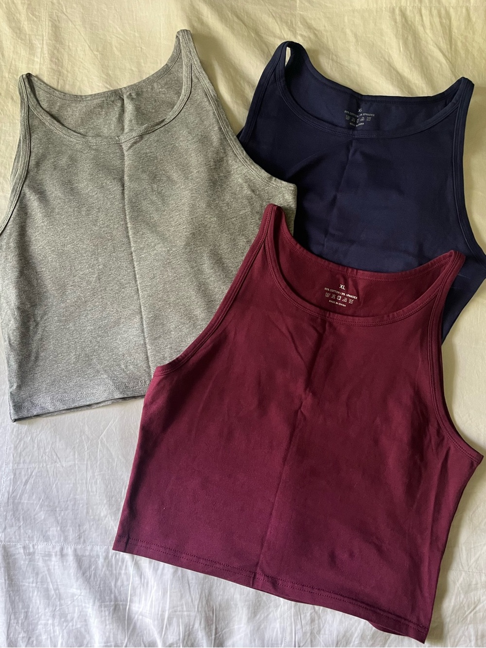 Women Workout Cropped Tank Top High Neck Yoga Tanks Bundle of 3